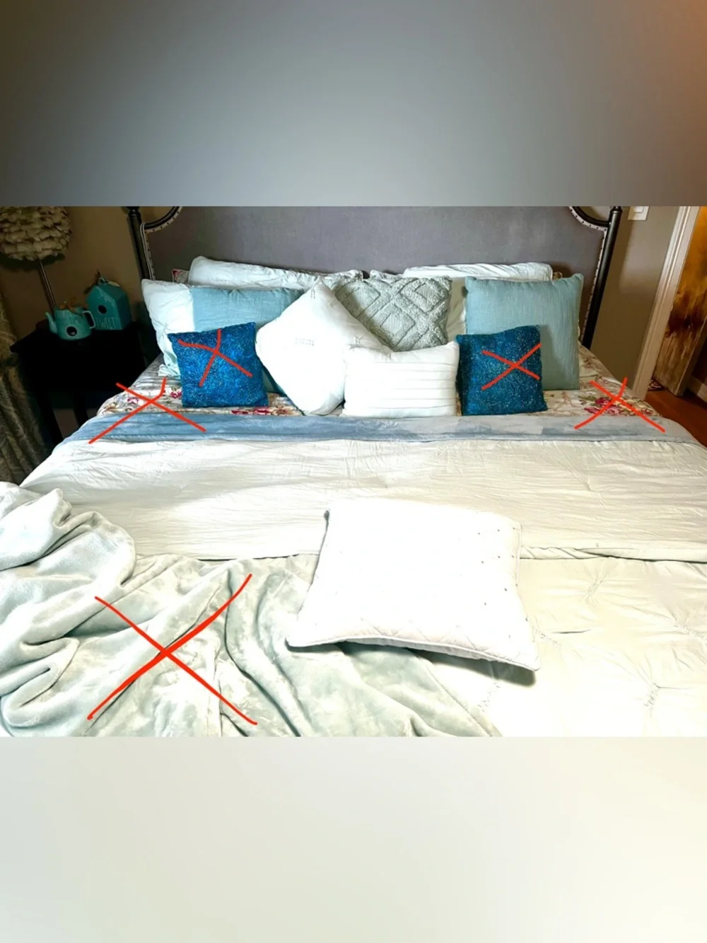 King mint Cotton Comforter Set 3pc Tuft Minimal Luxury with accent pillows 8pc